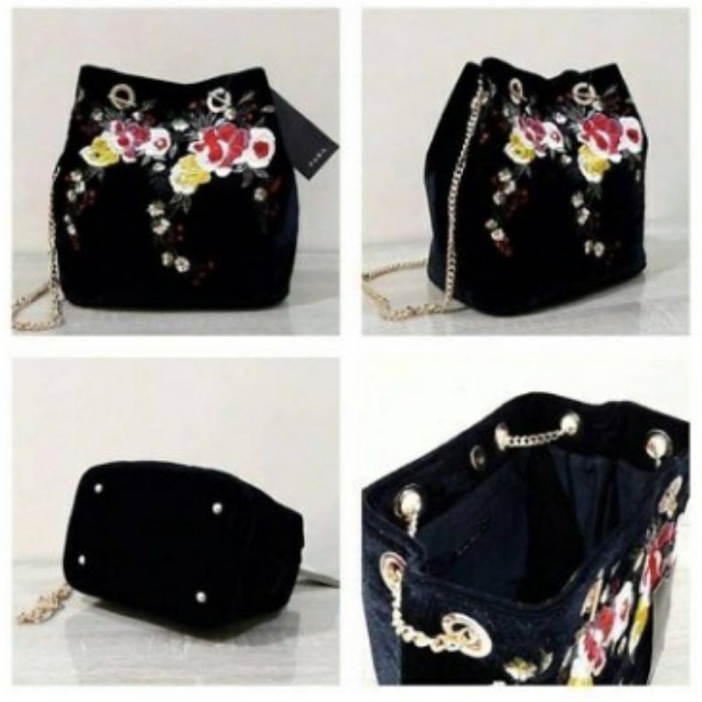 Zara Embroidered black velvet Bag - Picture 4 of 14